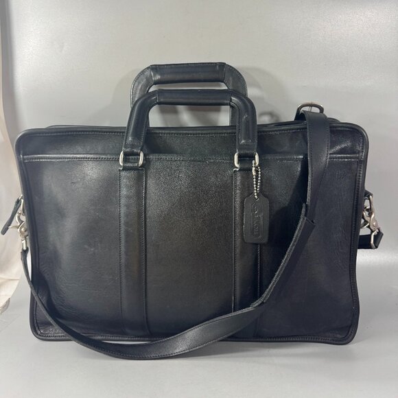 Vintage Coach # 5296 Black Leather Briefcase/Laptop Bag - Picture 1 of 14